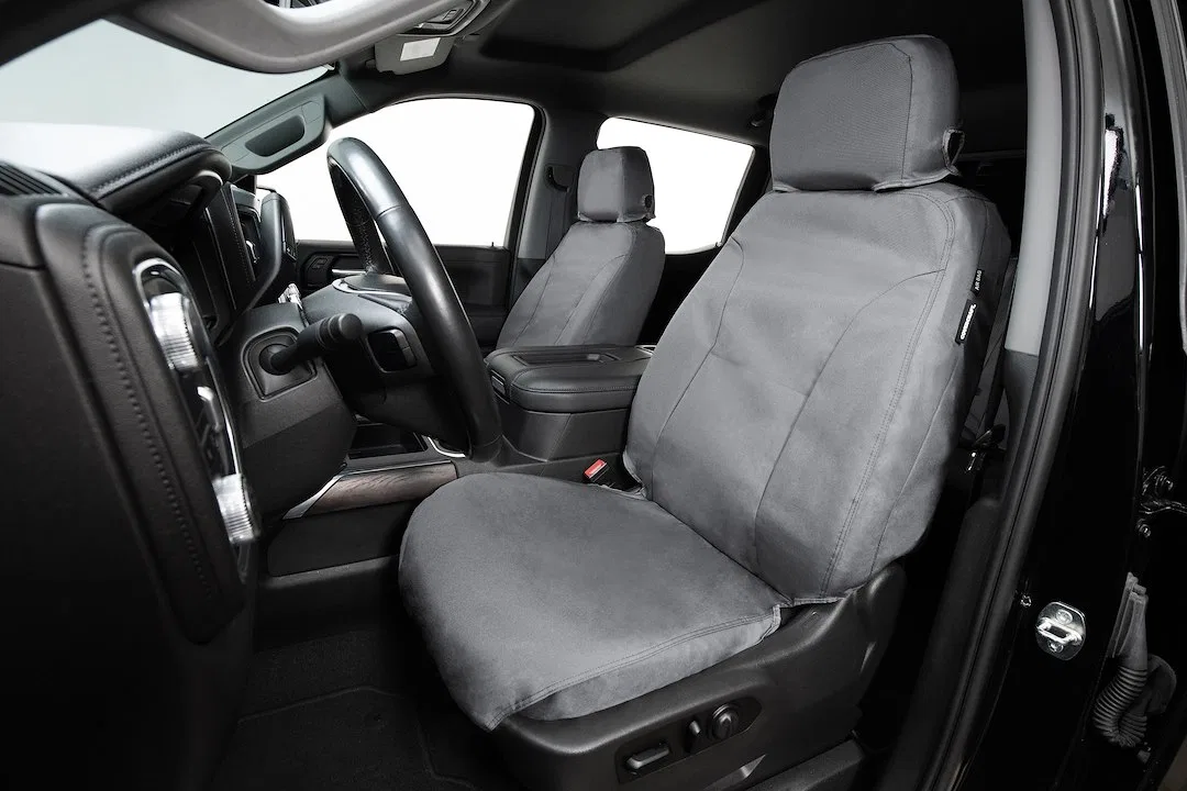 SS3514WFGY – COVERCRAFT Seat Cover, Seat Style C - Bucket With Adjustable Headrests Endura Waterproof Polyester Gray ...